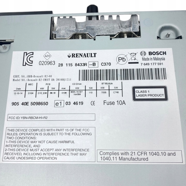 фото №13, Новое oem номер магнитола renault koleos i 281158433r