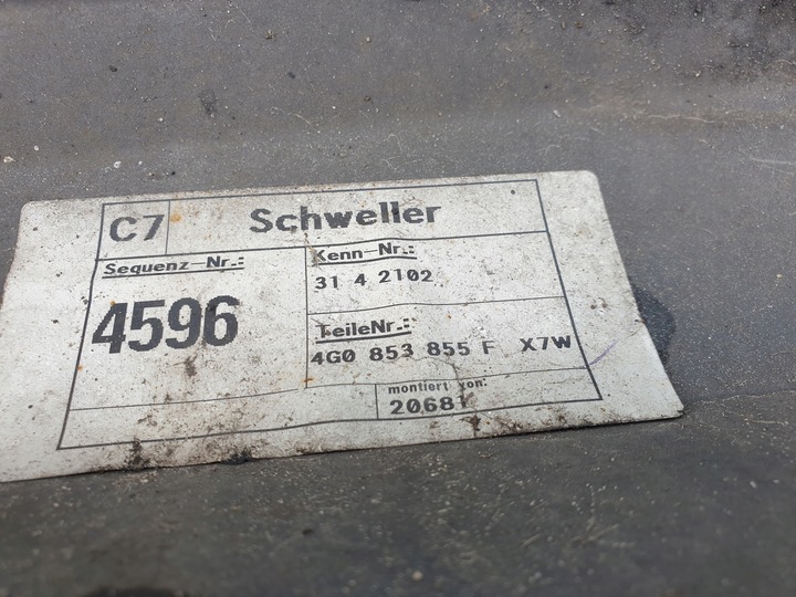 фото №7, Планка пороговая левая audi a6 c7 4g0853855f lx7w