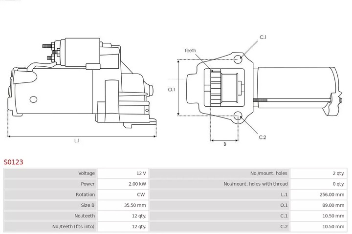 фото №5, Ast s0123 стартер 12v fiat ducato/ford transit/