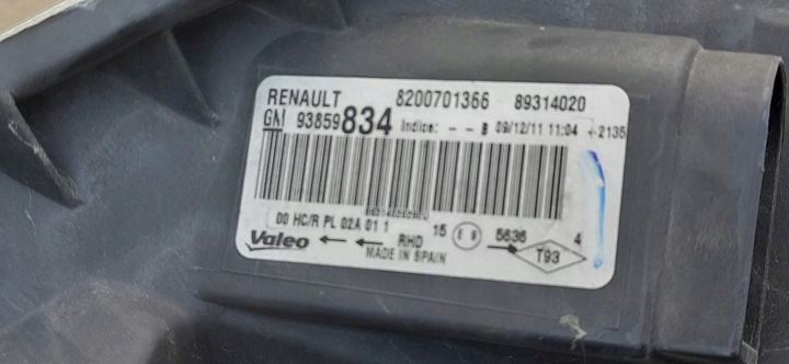 фото №10, Лампа фара правые перед переднее рестайлинг uk renault trafic ii 8200701366