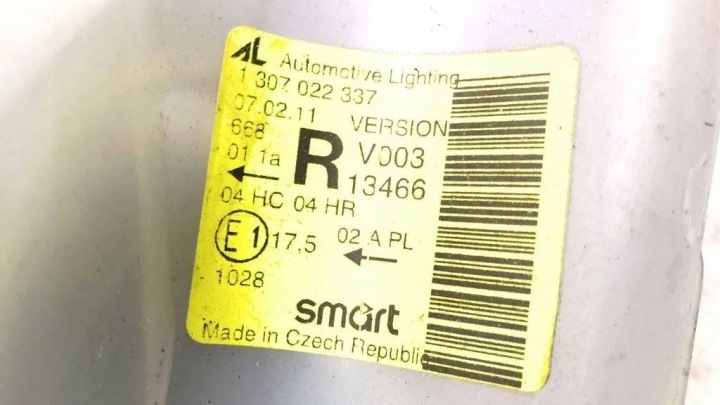 фото №10, Фара правая передняя smart fortwo купе 450 1307022337 0.6l бензин 2000