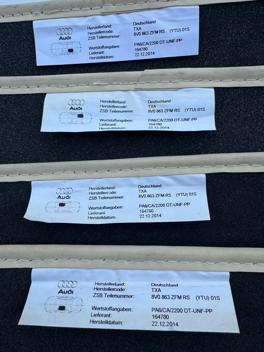 фото №5, Оригинальные коврики велюровые комплект audi rs3 8v exclusive