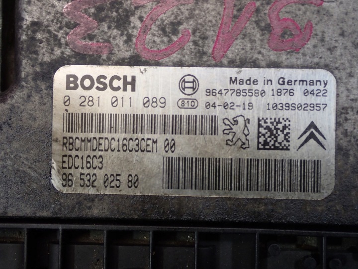 фото №7, Peugeot 206 02-09 1.4 70km компьютер двигателя 0281011089 9653202580
