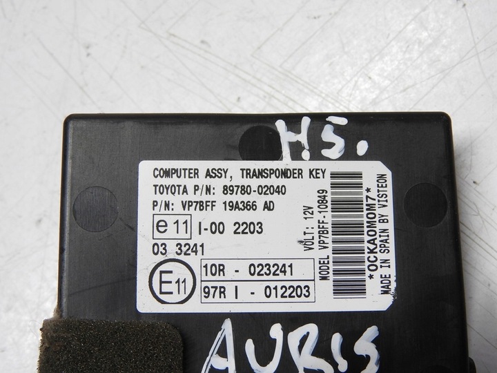фото №13, Toyota auris i 5d 06-09 1c0 модуль імобілайзера 89780-02040