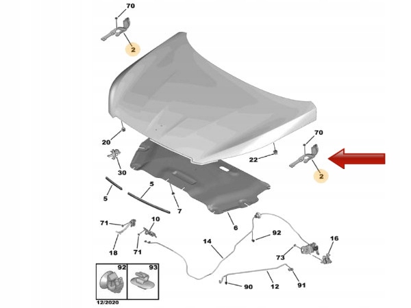 фото №4, Новый петля капота перед левый do peugeot 308 sw ii