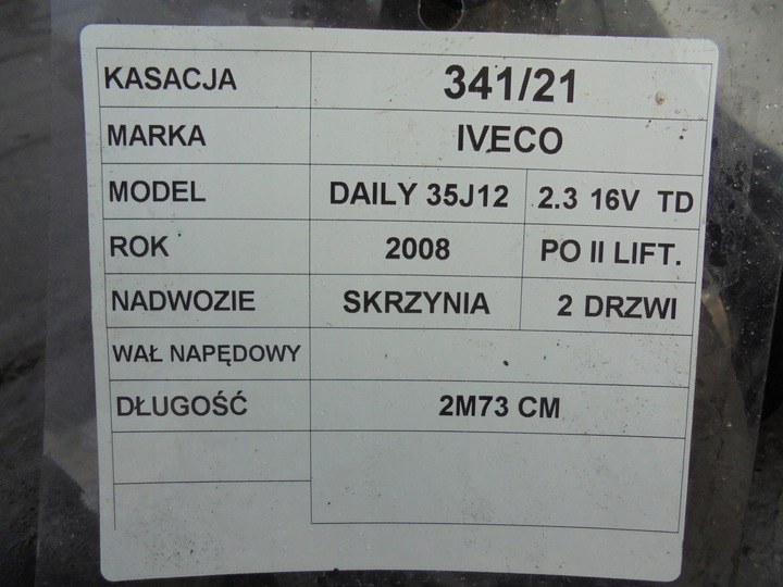 фото №4, Wał привідний iveco daily 35 2,3hpi 06-09 dł 2,73cm