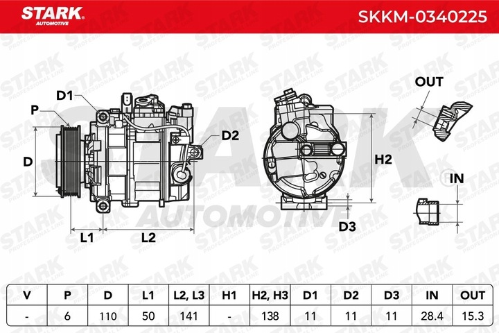 фото №9, Stark skkm-0340225 компресор кондиціонера 7seu16c pag 46 r134a