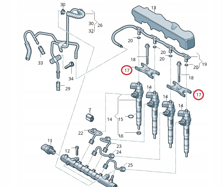 фото №11, Audi vw seat skoda плата прижимная kładka крепежная форсунки 04l130216