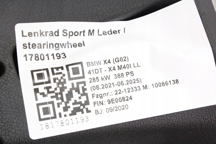 фото №7, Руль м-пакет лепестки ассистент nić bmw g01 x3 g02 x4 m40i lci