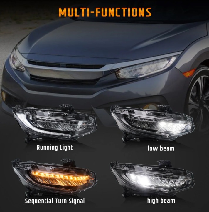 фото №11, Фары лампы kpl vland полный led динамический honda civic x 10 2016-2021