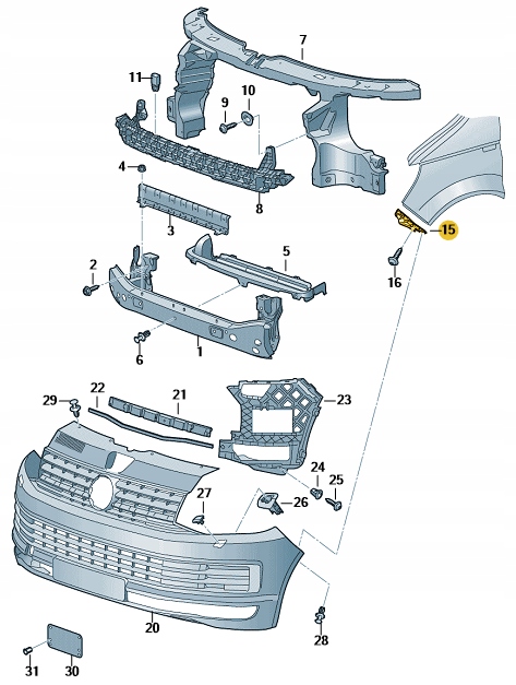 фото №13, Новый оригинал ползун бампера transporter t6 правые