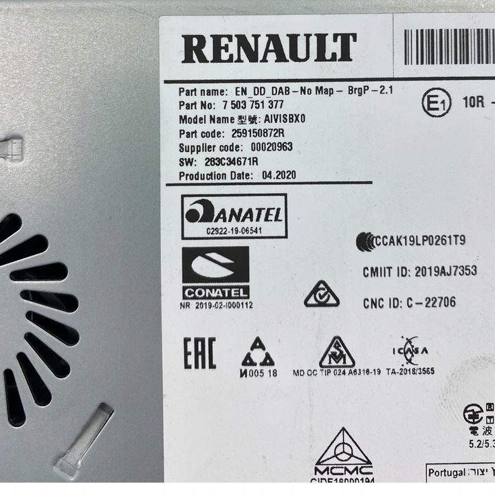 фото №11, Радіо навігація renault smart 259150872r