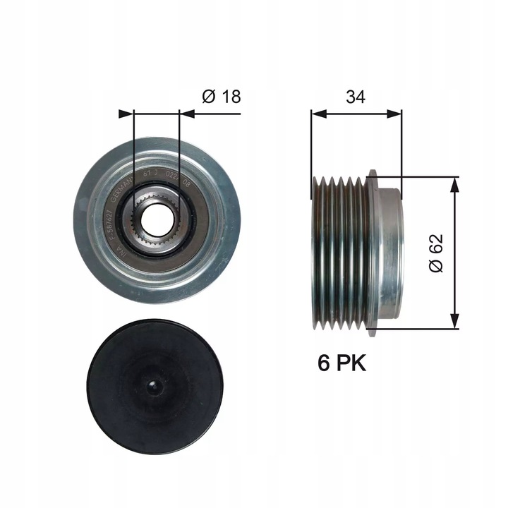 фото №1, Колесо ременное alt. toyota vitz 1.0 05- oap7203 gates сцепление