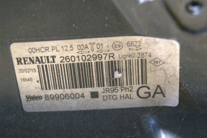 фото №16, Фара правое перед renault scenic iii рестайлинг 260102997r s3003