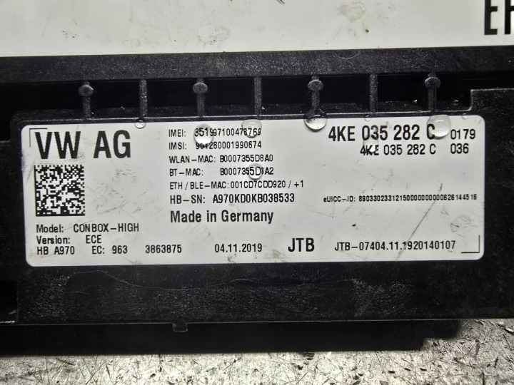 фото №6, Модуль блок управления  вызова помощи sos audi a6 c8 a5 a7 e-tron 4ke 282c 282b