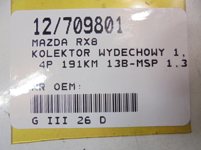 фото №10, Mazda rx8 колектор випускний 1,3 4p 191km 13b-msp
