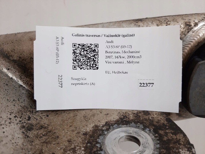 фото №10, 2007 audi a3 s3 8p підрамник задні 1k0505330c