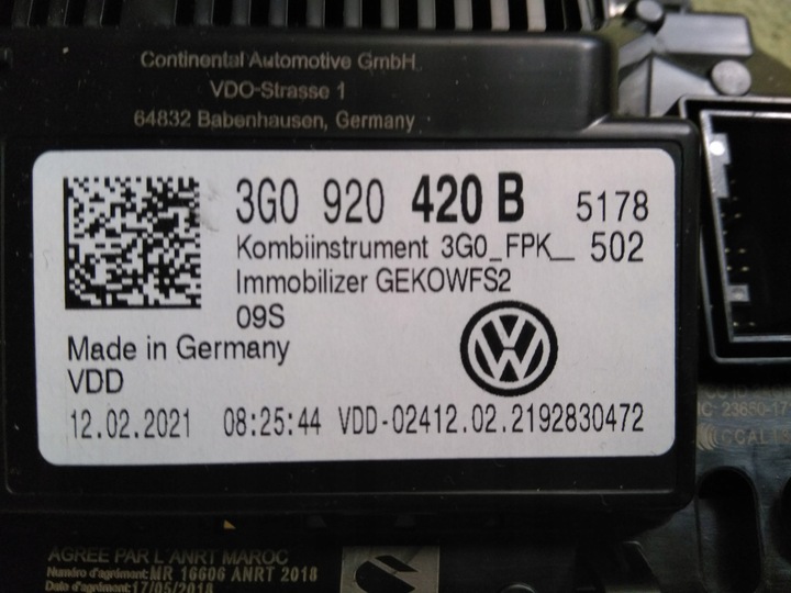 фото №13, Vw arteon fl набір імобілайзер kpl ключі прилади 3g0920420b комп'ютер 06k907425j