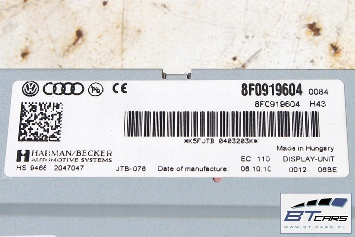 фото №13, Audi a4 a5 q5 набор mmi 3g монитор + считыватель + панель 8t0919609f 8t1035666f