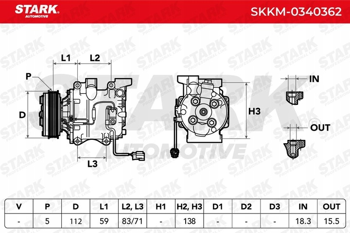 фото №8, Stark skkm-0340362 компрессор кондиционера trse07 pag 46 r134a