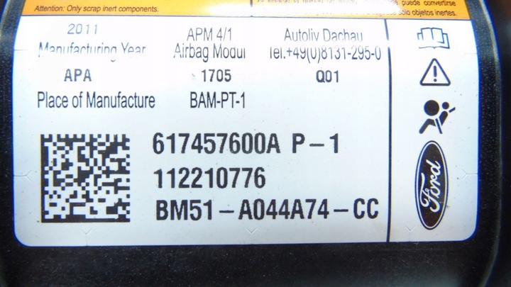 фото №5, Подушка подушка безпеки пасажира ford focus mk3 bm51-a044a74-cc