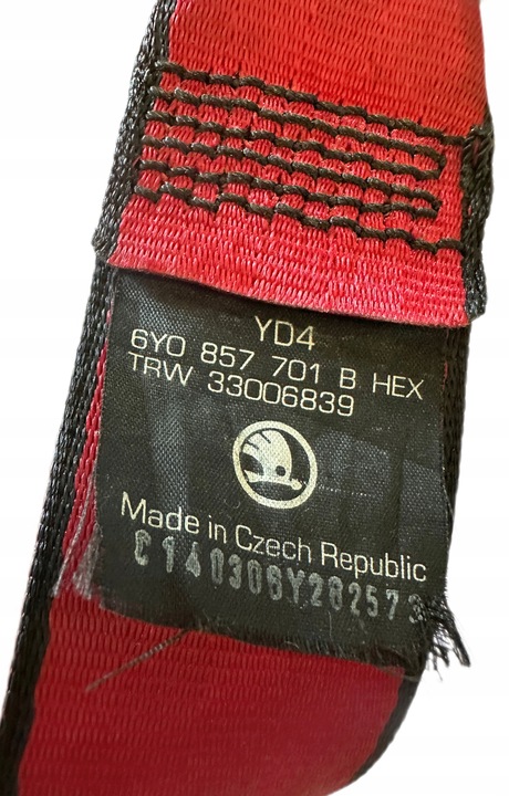 фото №5, 6y0857701b красный pas безопасности левый перед fabia mk1 sport 00-04