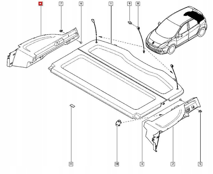 фото №8, Кріплення полиці багажника праві renault scenic iii 799110012r