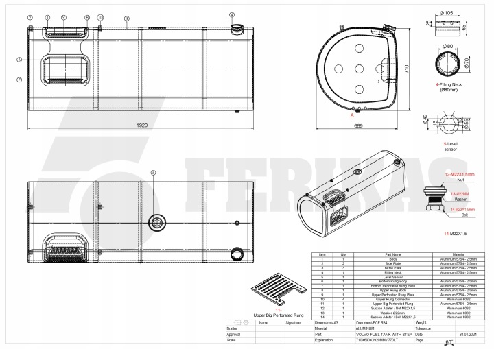 фото №9, Новый aluminiowy бак топлива volvo / renault 770l 21335747