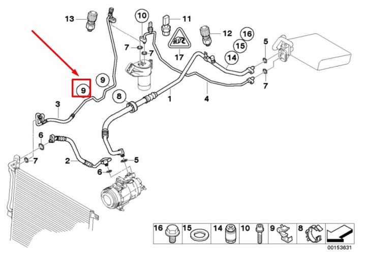 фото №9, Bmw 1 e82 тримач трубка  тисковий klimatyzatora 8369549 64538369549