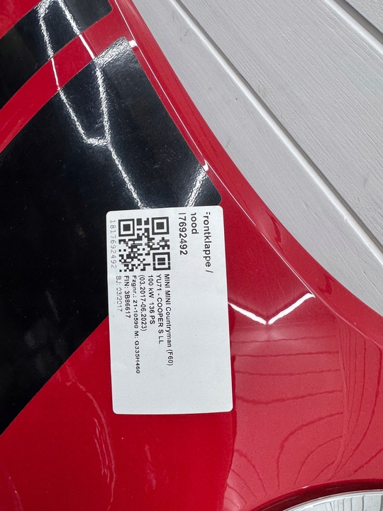 фото №8, Mini f60 s перед капот бампер лампи крила pas переднє колір 851