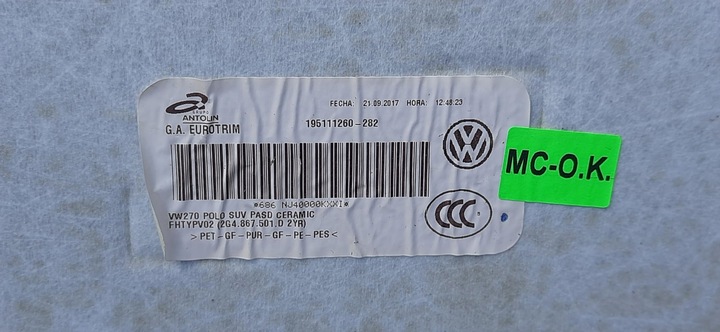 фото №9, Стеля люк volkswagen polo 2g vi 2g4867501