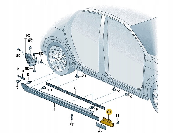 фото №4, Заглушка накладка планка порога крыльев правая перед vw passat b8 2014-2023