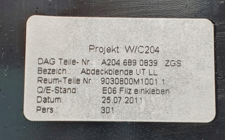 фото №9, Захист pod спідометр  mercedes w204 a2046890839 євро