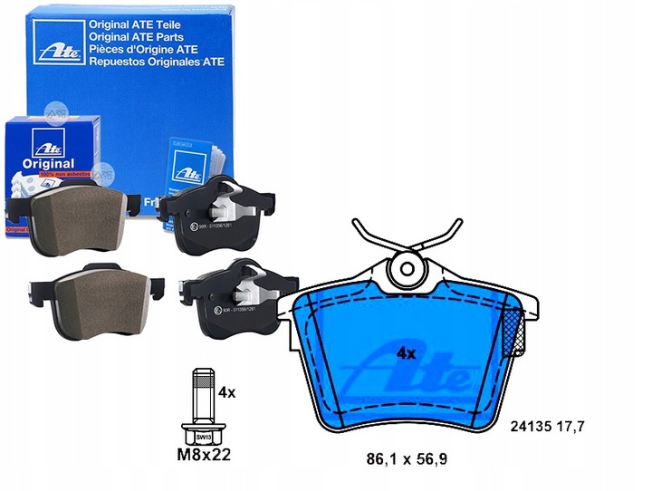 фото №1, Ate 13.0460-2893.2 набор тормозные колодки тормозных, тормоза дисковые