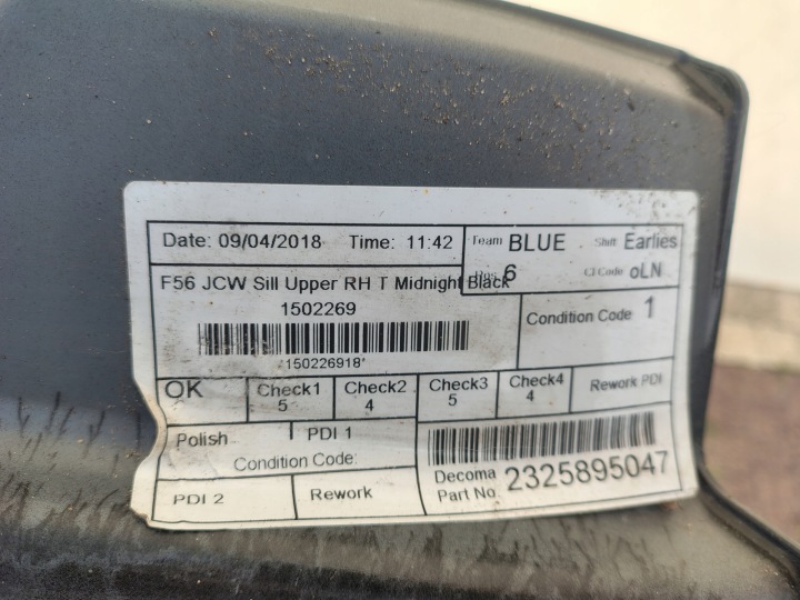 фото №5, Молдинг пороговая mini f56 jcw порог накладка правая