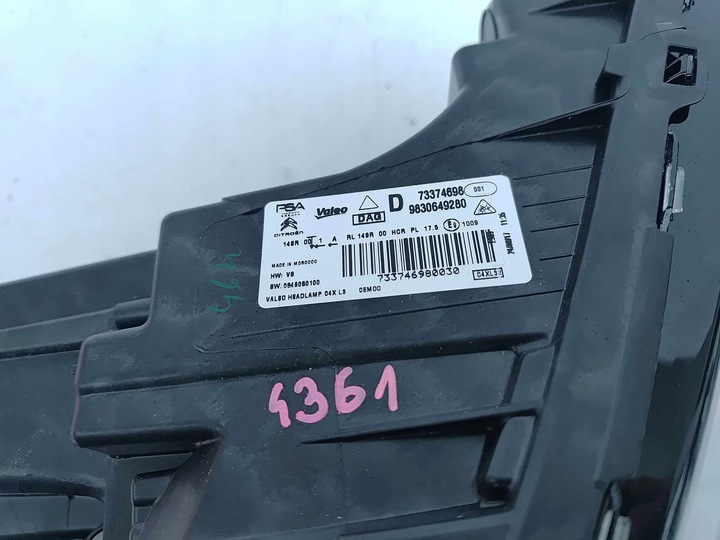 фото №12, Citroen c4 iii 21- лампа права перед передня led vision нова оригінальний номер 4361