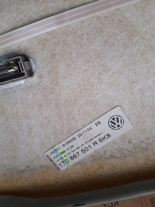 фото №13, Vw touran потолок обивка крыша 1t0867501r