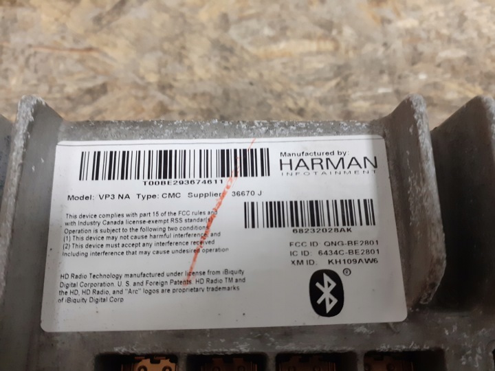 фото №5, Pacifica 2016- усилитель магнитола harman gps 68232028aj