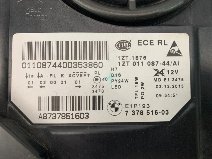 фото №6, Bmw 5 f10 f11 lci фара права ксенон поворотний комплектна rhd 7378516