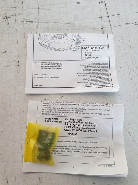 фото №11, Брызговики комплект правый левый зад mazda 6 ii gh 2007-2012