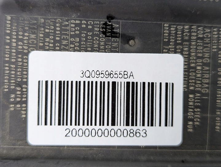 фото №7, Модуль блок керування подушок подушка безпеки volkswagen passat b8 3q0959655ba