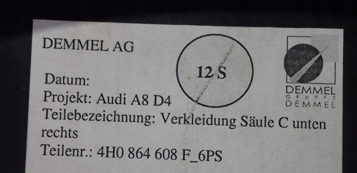 фото №12, Молдинг пороговая правое зад audi a8 d4 4h0864608f 6ps