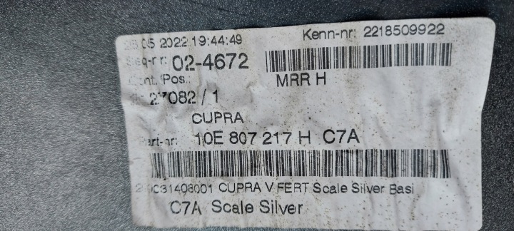 фото №9, Seat cupra born 10e бампер передний решётка 10e807221d 4pdc