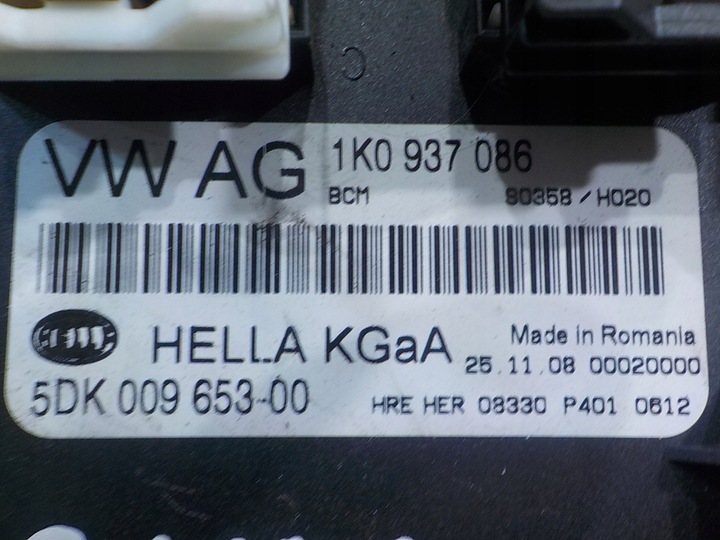 фото №6, Vw golf vi 1.4 tfsi 09r hb 5d модуль блок управления комфорта 1k0937086