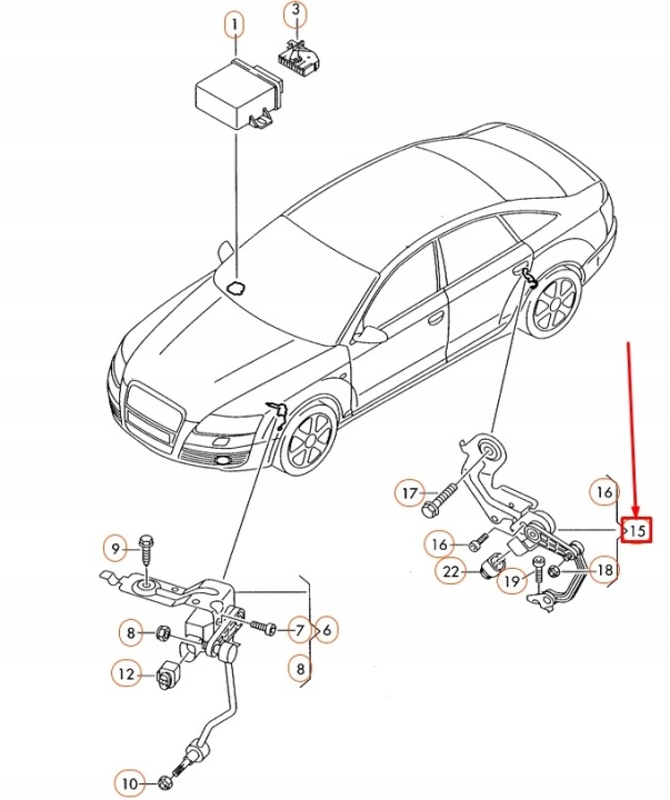 фото №8, Audi a6 4f c6 датчик рівня заднє праве з тягами 4f0616572d