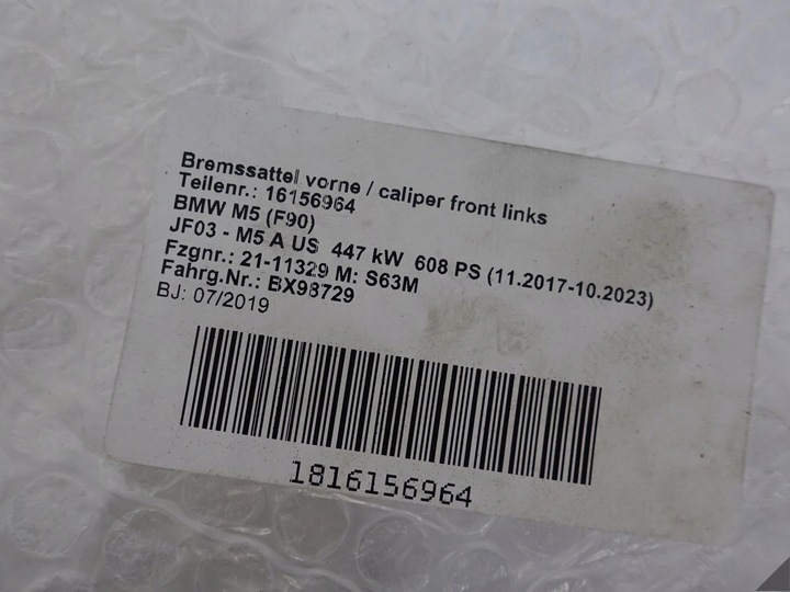 фото №15, Bmw m5 f90 m8 f91 золото суппорт+ тормозные колодки левый перед