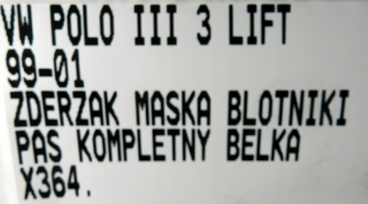 фото №15, Бампер капот перед комплектный усилитель vw polo iii рестайлинг 99-01