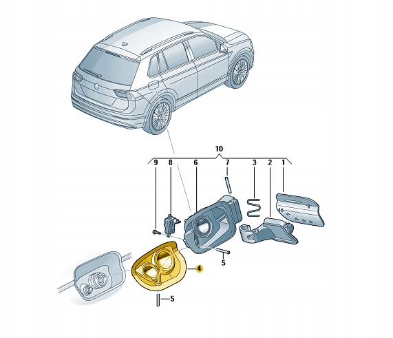 фото №1, Tiguan ii захист гумова заливання пального оригінальний номер 5na809933c