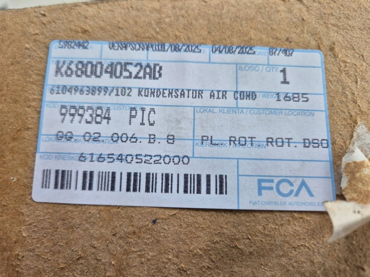 фото №6, Конденсатор кондиционера 68004052ab dodge caliber avenger pk 06-