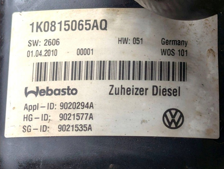 фото №9, Отопление стояночный вебасто volkswagen touran рестайлинг 2010 1k0815065aq